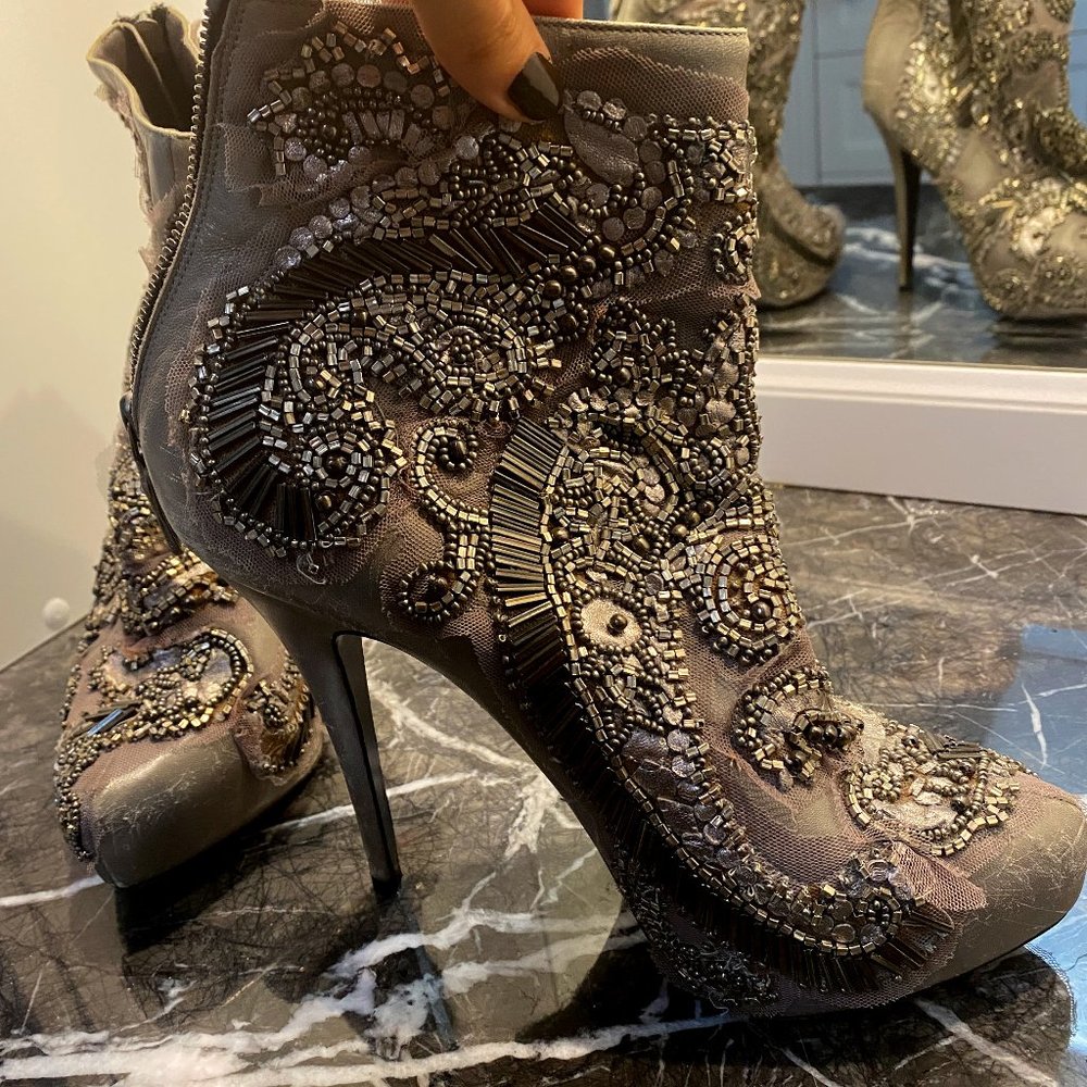 Barbara Bui Embroidered Glitter Boots